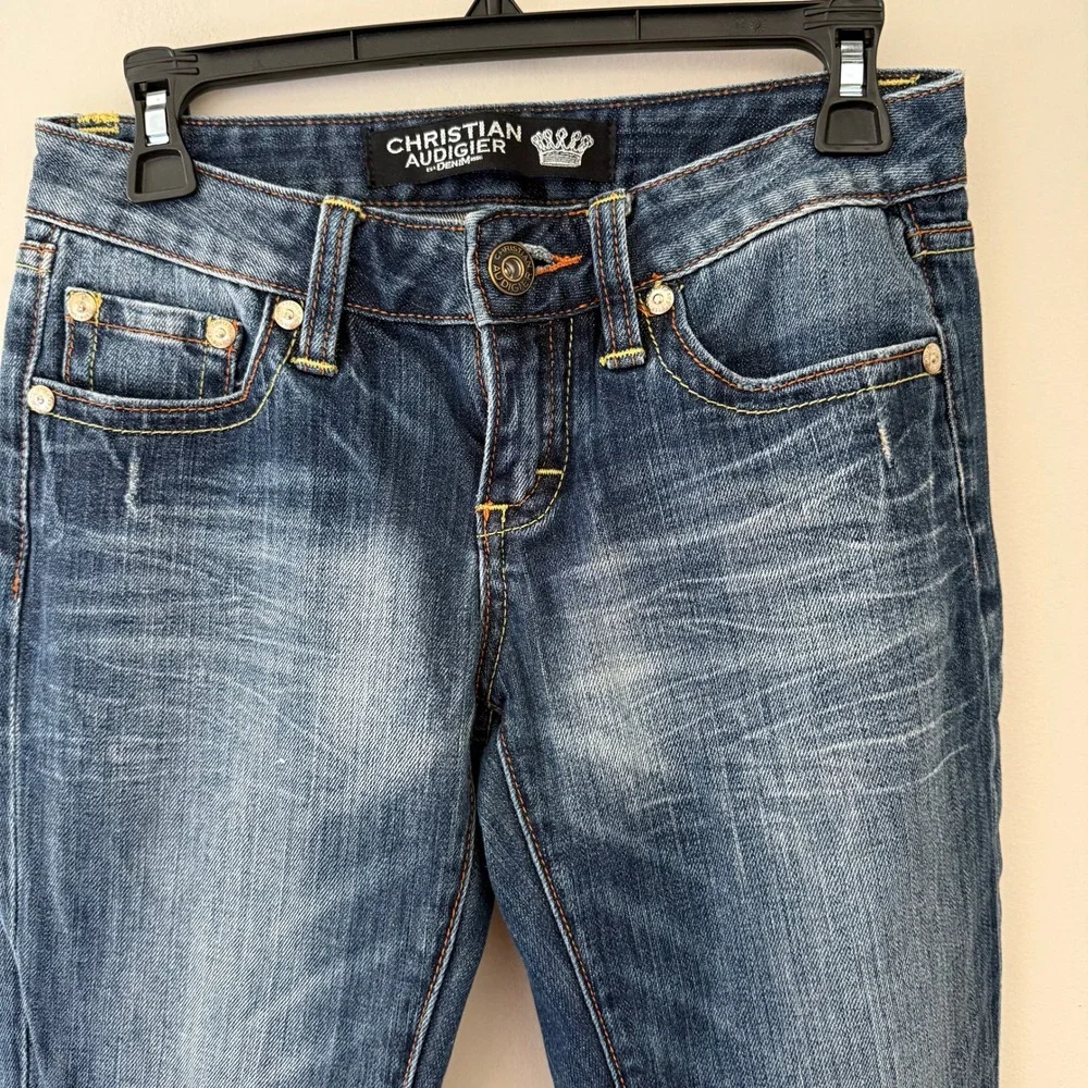 Christian Audigier Y2K Est‎ Denim 1958 Skull Embroidered Jeans Mens 27x33